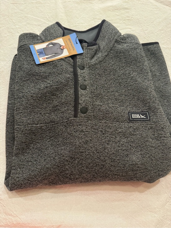 Eddie Bauer Other - Eddie Bauer Dark Gray Heather Snap Henley Pullover